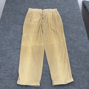 Vintage Eddie Domani Pants Mens 36 Tan Cotton Corduroy Pleated Baggy Skate Style